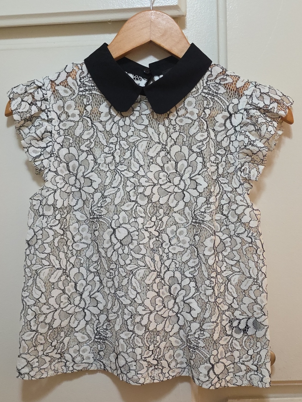Black & White Lace Peter Pan Collar Top
